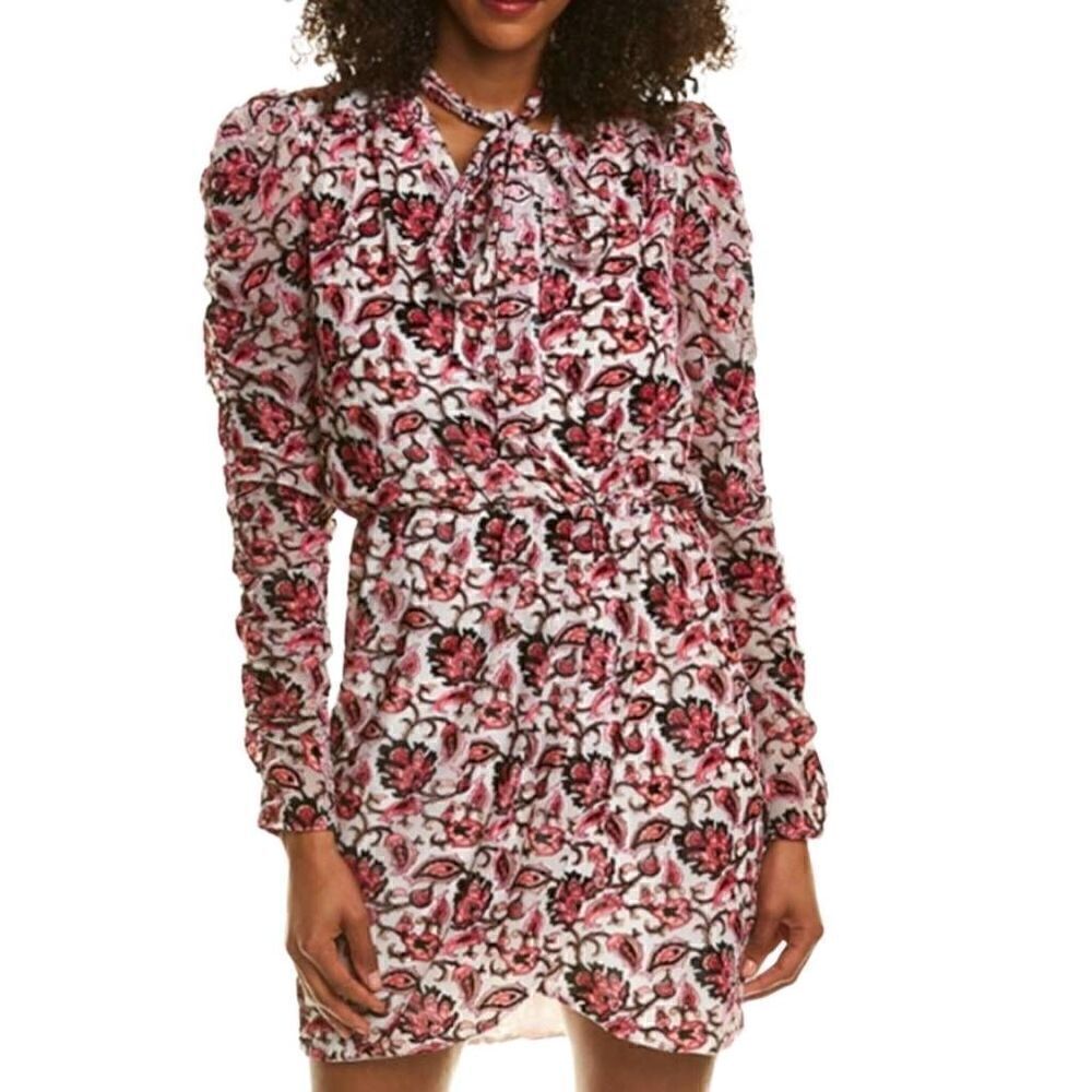ML Monique Lhuillier Floral Printed Burnout Velvet Mini Dress Size 6